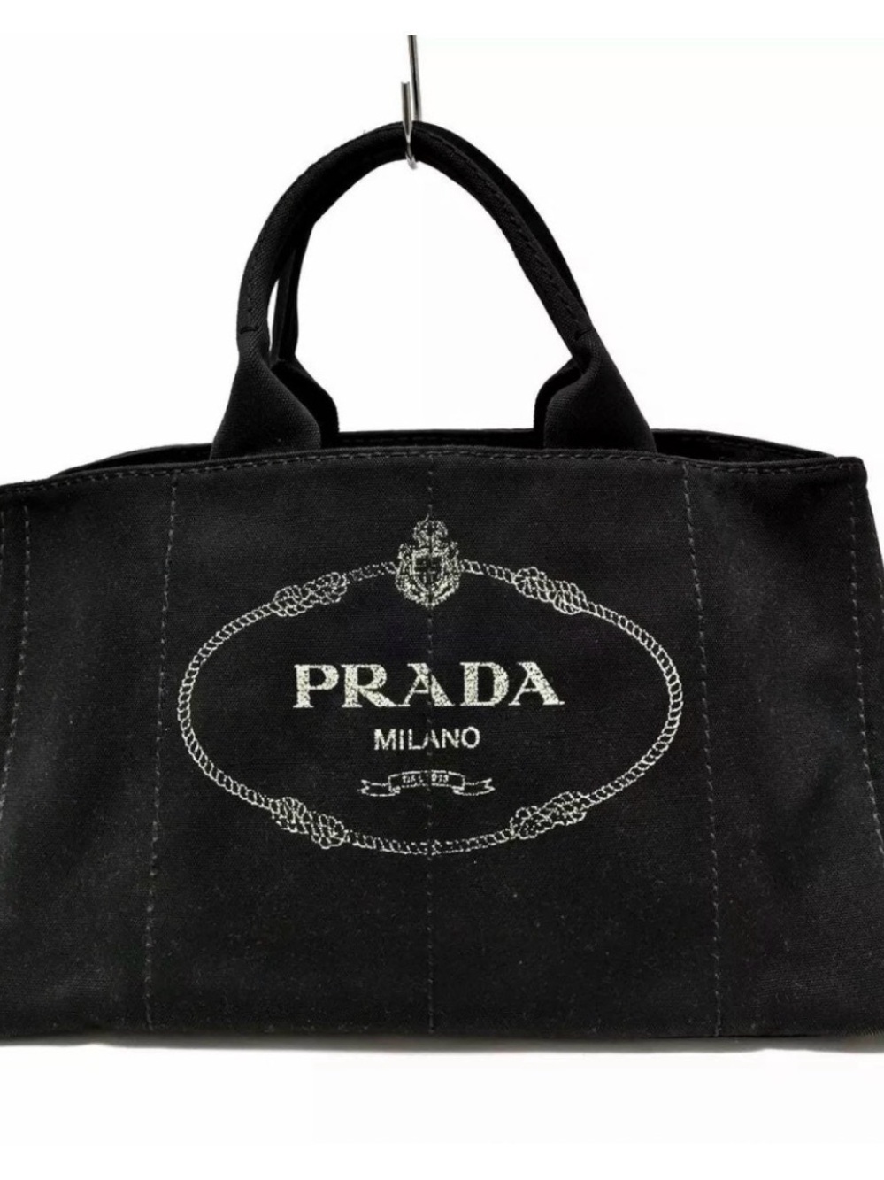 PRADA Milano Black Canvas Tote Bag